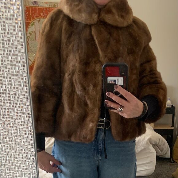 Genuine MINK Cropped Jacket (Sz L) - Picture 10 of 10